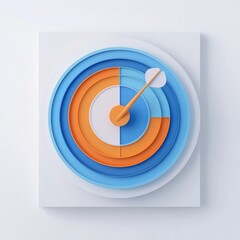 Poster - A colorful, abstract bullseye design featuring blue and orange circles, symbolizing focus and achievement.