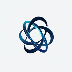 Poster - Abstract blue and teal 3D shape with glowing particles, symbolizing connectivity and innovation.