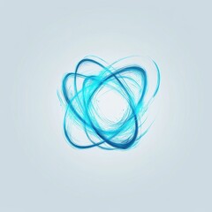 Poster - Abstract design featuring swirling blue lines creating an atomic-like shape on a light background.