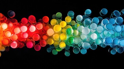 Poster - Colorful spheres cascade in a vibrant spectrum flow