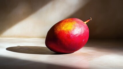 Poster - Red Mango Resting On A Light Surface