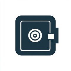 Poster - Illustration of a dark blue safe with a circular lock on a clean white background.