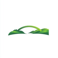 Poster - A sleek green landscape featuring a stylized arch, symbolizing nature and harmony.