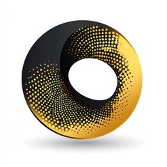 Poster - Stylish black and gold abstract orb with a dynamic dot pattern, creating a modern and elegant aesthetic.