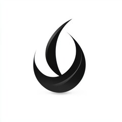 Poster - Stylized black flame design featuring smooth curves and a dynamic shape.