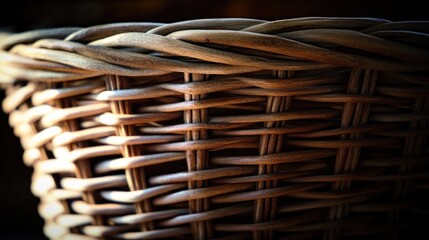 Poster - Dark Brown Wicker Basket Texture Close Up