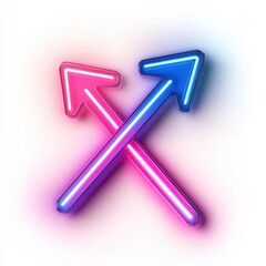 Poster - Intersecting neon arrows in pink and blue create a vibrant, modern aesthetic suitable for lively designs.
