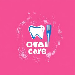 Poster - Colorful logo design featuring a tooth and toothbrush, symbolizing oral care and hygiene.