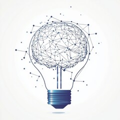 Poster - An abstract illustration of a light bulb with a brain design, symbolizing creativity and innovation.