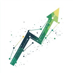 Poster - Abstract green arrow symbolizing growth and progress in a digital landscape.