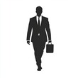 © Espresso - Silhouette of a confident businessman walking with a briefcase, exuding professionalism and determination.