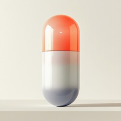 Poster - A minimalist oversized capsule in a stylish gradient of coral and white, symbolizing health and wellness.