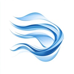 Poster - Abstract blue waves flowing gracefully across a white background.