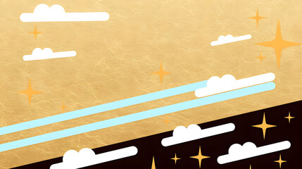 Wall Mural - Abstract golden sky with clouds and sparkling stars