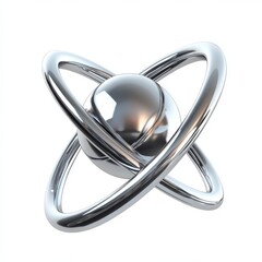 Poster - a shiny metallic atom model, representing scientific concepts and modern technology.