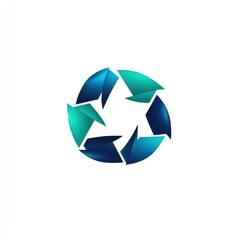 Poster - Stylish abstract logo design featuring a circular arrangement of blue and teal arrows.