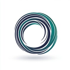Poster - Abstract circular logo design with swirling lines in blue and green tones.