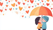 © tisomboon - charming illustration of couple under umbrella with heart shaped raindrops