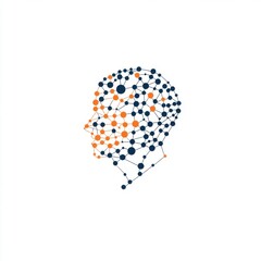Poster - abstract illustration of a human head profile filled with interconnected dots, symbolizing technolog