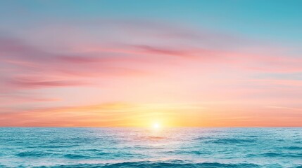 Poster - A sunset over the ocean with the sun setting in the distance