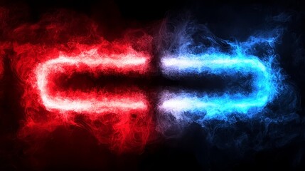 Wall Mural - a red and blue neon letter c on a black background