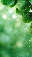 Wall Mural - a close up of a green leaf with water droplets on it