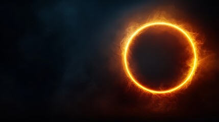 Wall Mural - a circle of fire on a black background