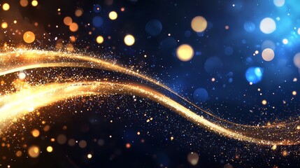 Wall Mural - a gold and blue background with a wave of light
