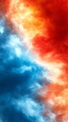 Wall Mural - a red, white and blue nebula with stars in the background