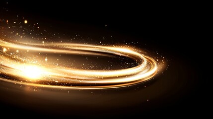 Wall Mural - a gold ring of light on a black background
