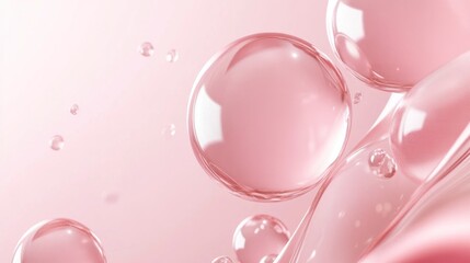 Poster - Pink Liquid Spheres Abstract Background Design