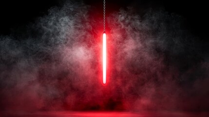 Wall Mural - a red light saber hanging from a chain in the dark
