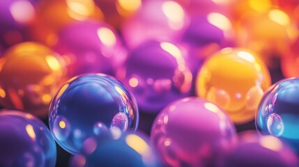 Poster - Abstract Colorful Spheres Glowing Brightly