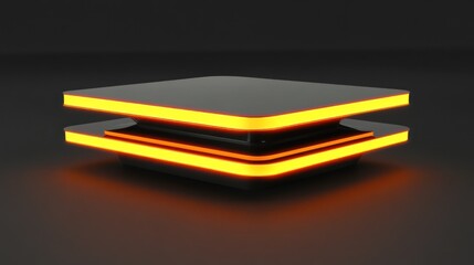 Poster - Illuminated Black Platform With Orange Glowing Edges
