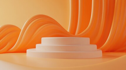 Poster - Abstract Orange Background With Three Tiered Platform