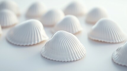 Poster - White Seashells Arranged on a Smooth Surface