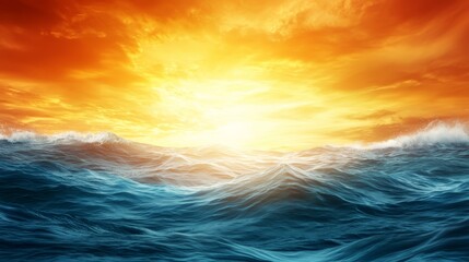 Wall Mural - a picture of a sunset over the ocean with waves