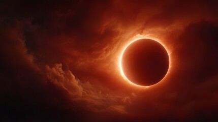 Wall Mural - a total solar eclipse is seen through the clouds