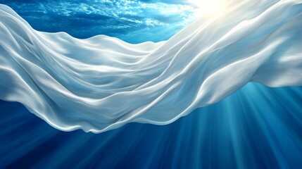 Wall Mural - a blue and white wave in the ocean with the sun shining through the water