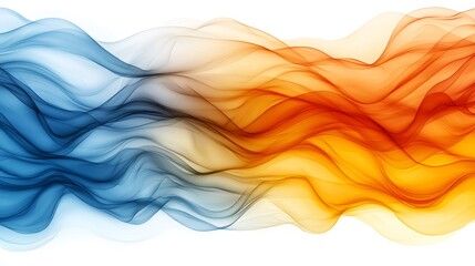 Poster - A blue, orange and yellow wave pattern on a white background