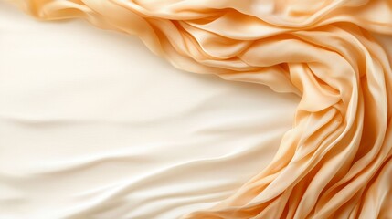 Poster - A close up of a white and peach colored fabric