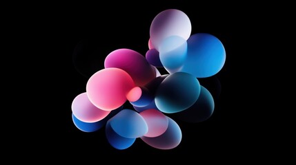 Poster - Abstract Cluster Of Colorful Spheres On Black Background