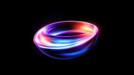 Poster - Abstract glowing neon light swirls create a vibrant design