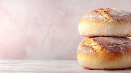 Wall Mural - A stack of three rolls of bread sitting on top of each other