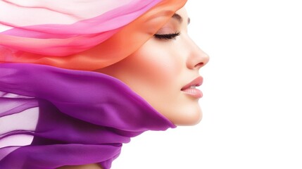 Wall Mural - A woman wearing a colorful scarf on her head