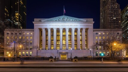 Aufkleber - Illuminated Classical Building At Night Cityscape