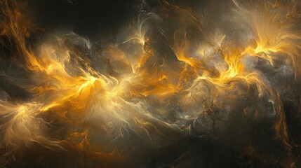 Poster - Abstract Gold and Gray Swirling Nebula Cosmic Art