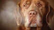 © Albert - A close up of a brown dog's face with smoke coming out of its mouth