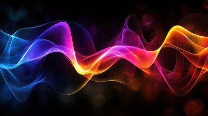 Poster - Abstract Colorful Waves Flowing Through Dark Space