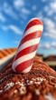© Albert - A red and white striped candy cane sitting on top of a roof